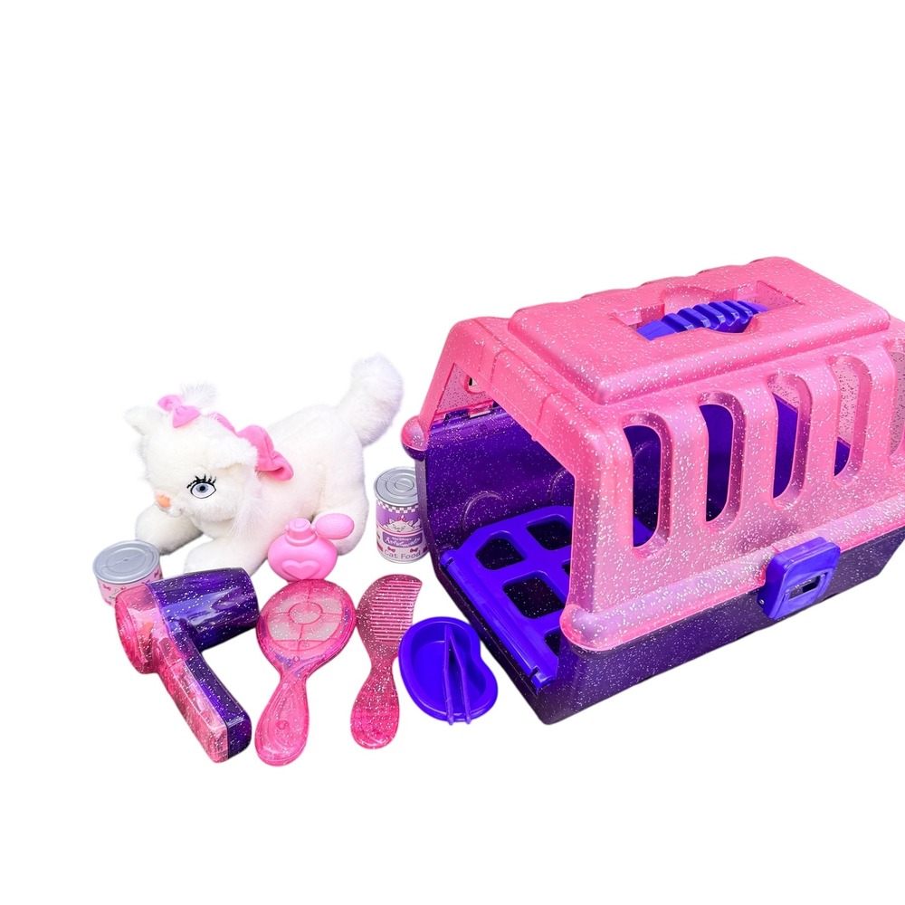 Disney Aristocats Marie Plush Pet Carrier Grooming Playset Pink Purple Glitter